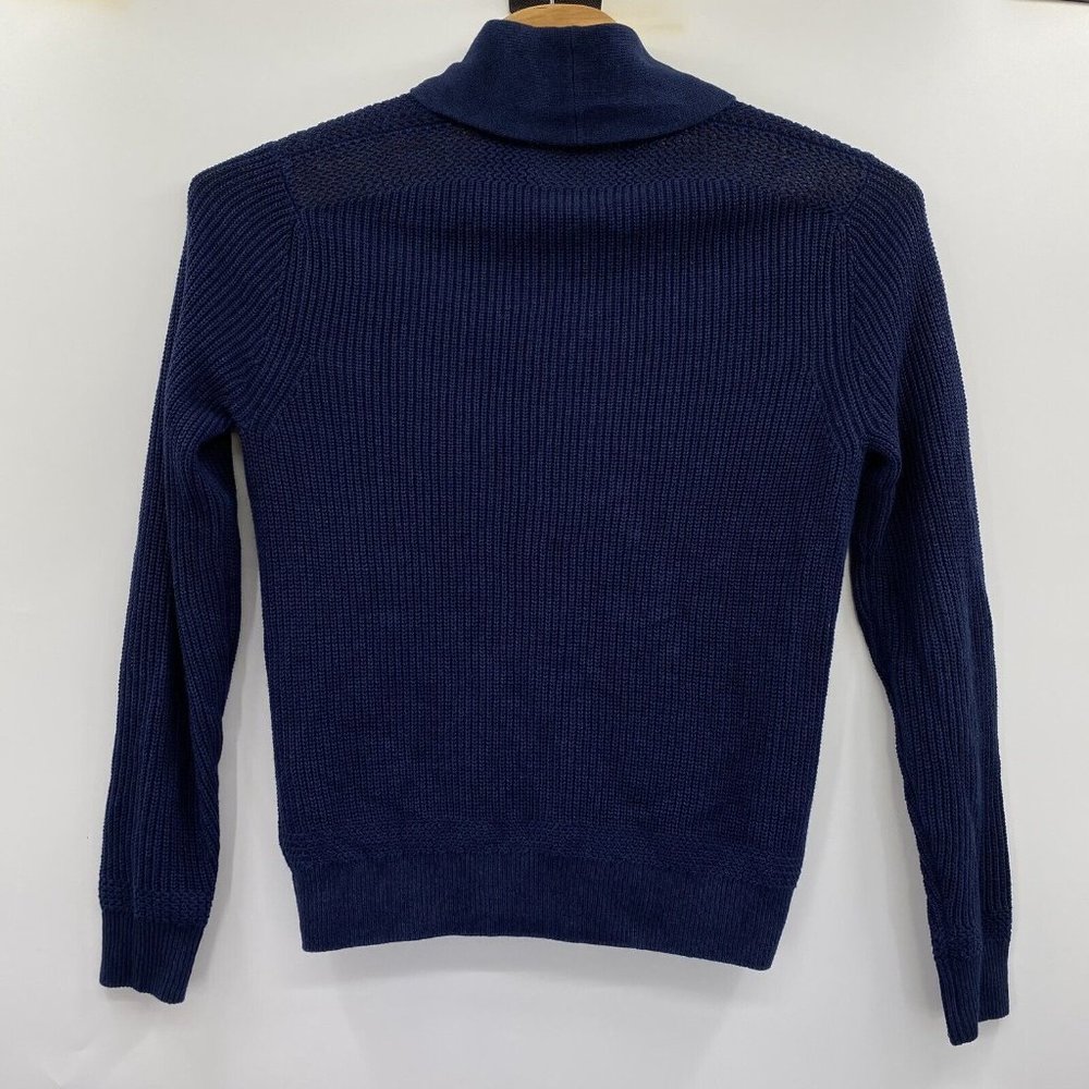 Todd Snyder Men's Medium Navy Linen Cotton Blend Button Up Sweater - Picture 3 of 5